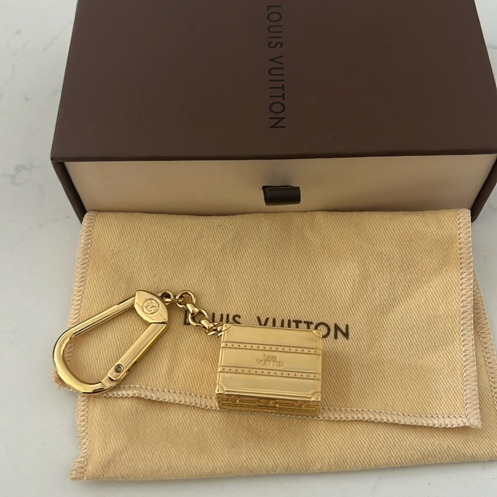 Louis Vuitton Gold Porte Cles Trunk Key Holder Bag Charm